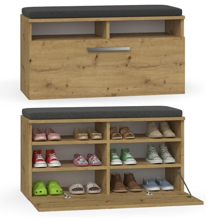 BDW Schuhschrank Schuhbank mit Sitzfläche Schuhregal, Schuhkipper, 85x35x45cm - Flur, Wohnzimmer, Sc