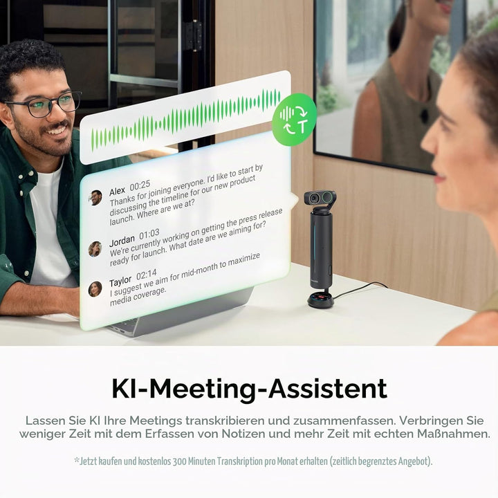 Insta360 WaveLink Pro – 4K Konferenz-Lautsprecher mit Kamera, Vortrags-Tracking, 5 m 360°-Stimmerfas