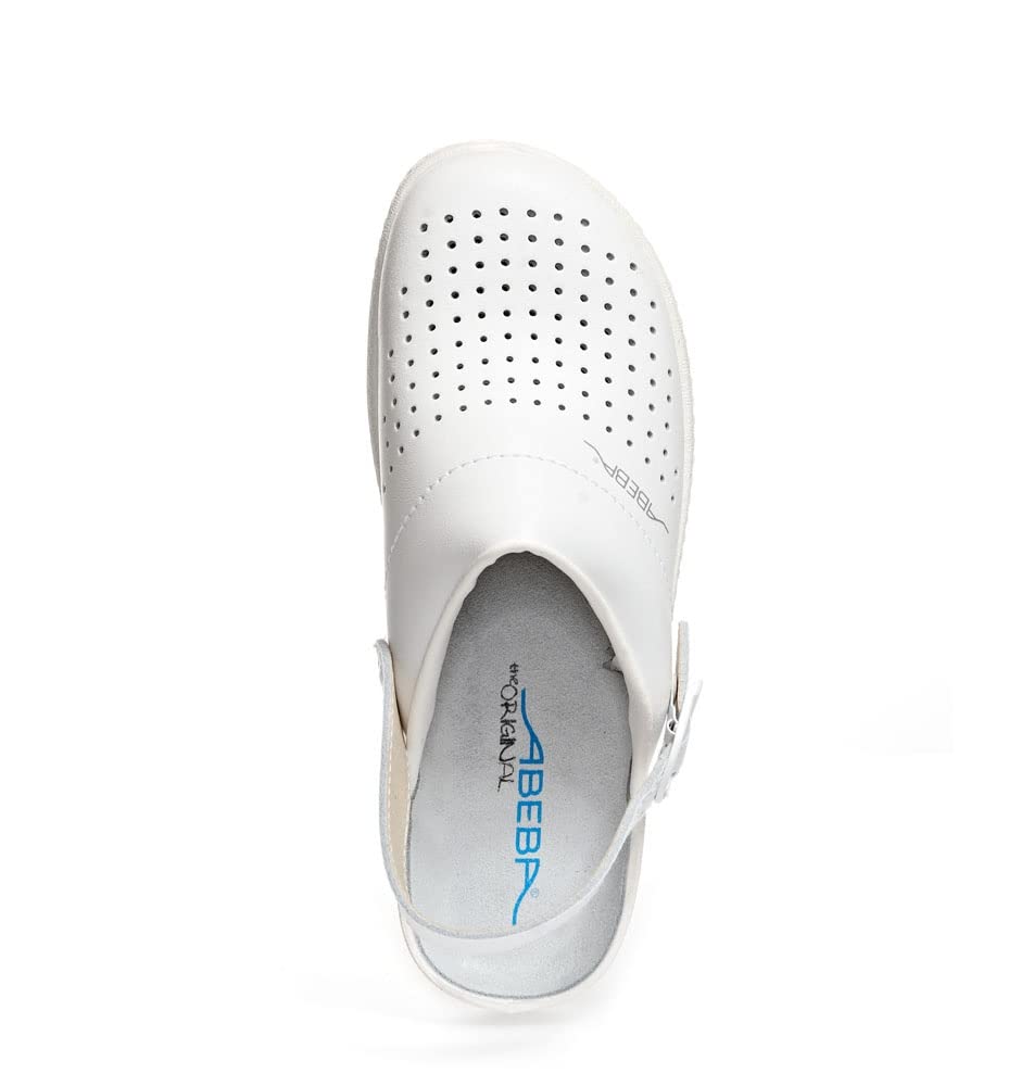 Abeba Clog 7020 - the original, Glattleder, weiss, perforiert, zertifiziert, 38 38 EU, 38 EU
