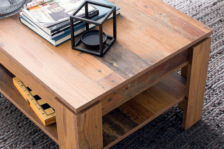 trendteam smart living - Indy - Couchtisch - Alteiche - Sofatisch mit zusätzlicher grosser Ablageflä