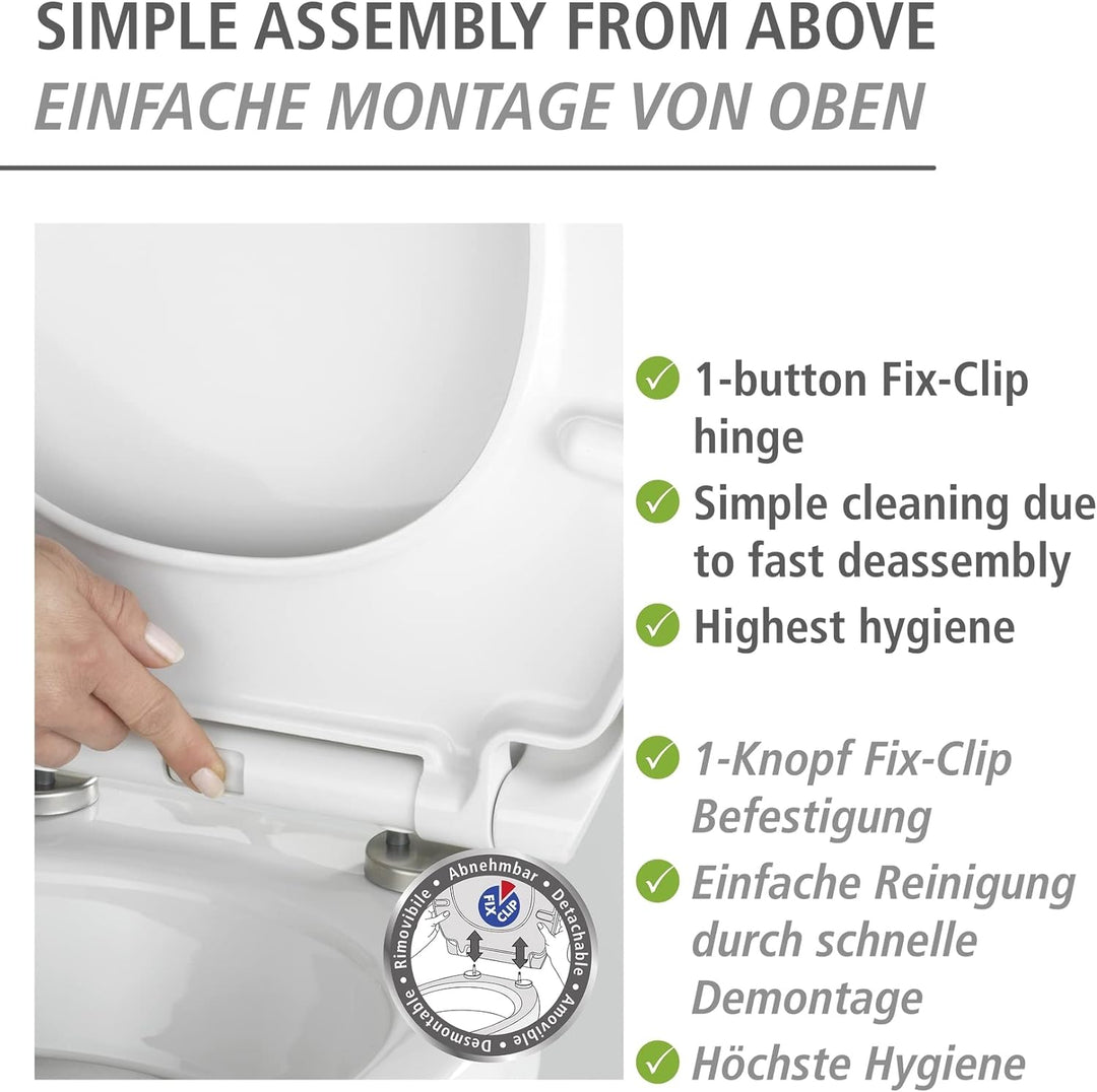 WENKO WC-Sitz Big Leaves, robuster Toilettensitz aus antibakteriellem Duroplast mit Absenkautomatik