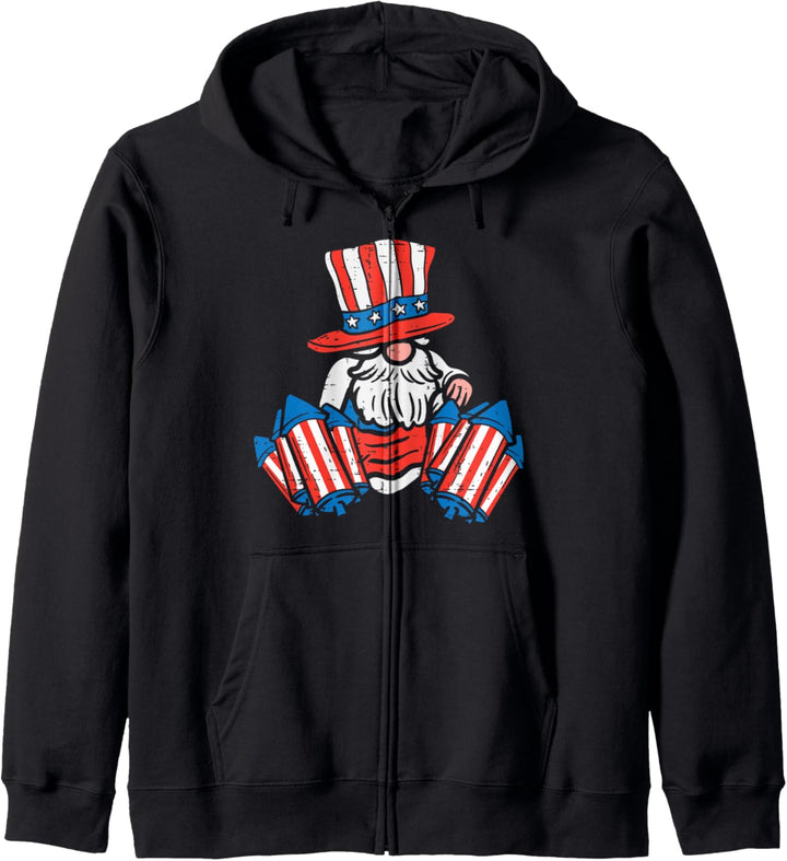 Uncle Sam Gnome Firecracker American Flag 4th Of July Fourth Kapuzenjacke