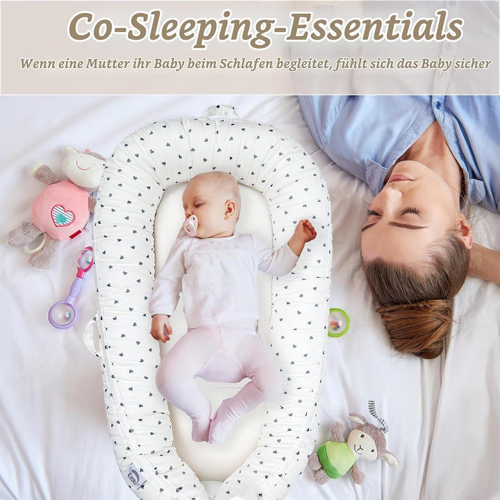 EAQ Babynest Nestchen Baby Weiches Atmungsaktives baby bett für Neugeborene Geschenk 100% Baumwolle