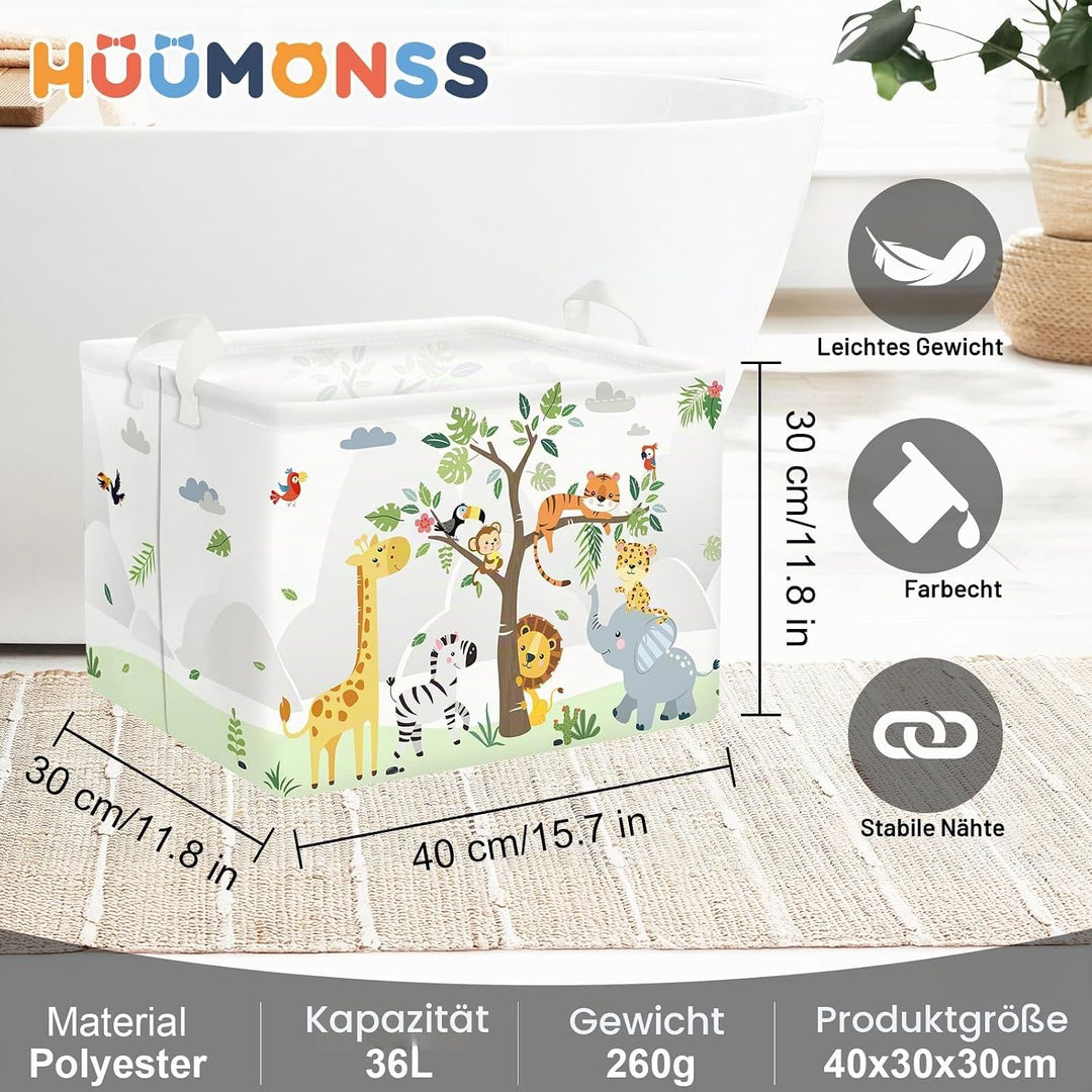 Süsses Waldtier Gross Wäschekorb Baum Laub Stoff Aufbewahrungskorb Kleidung Spielzeug Aufbewahrungsb