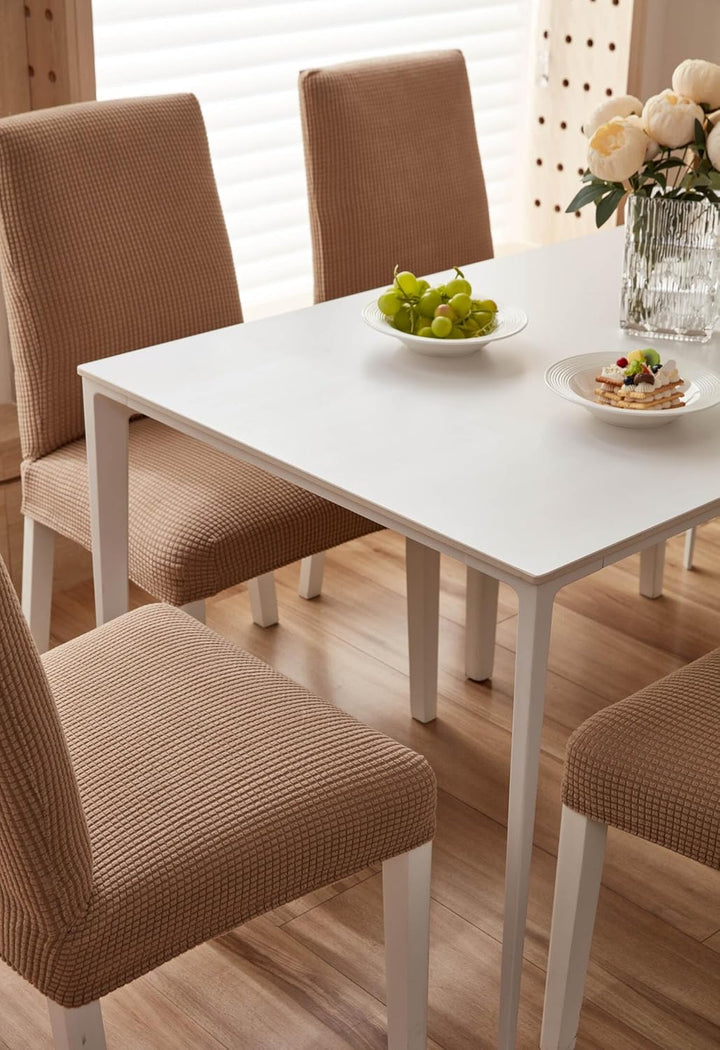 EBETA E Stuhlhussen 6 Stück, Elastische Stuhlbezug, Stretchhusse Stuhlüberzug Jacquard Hussen für Ho