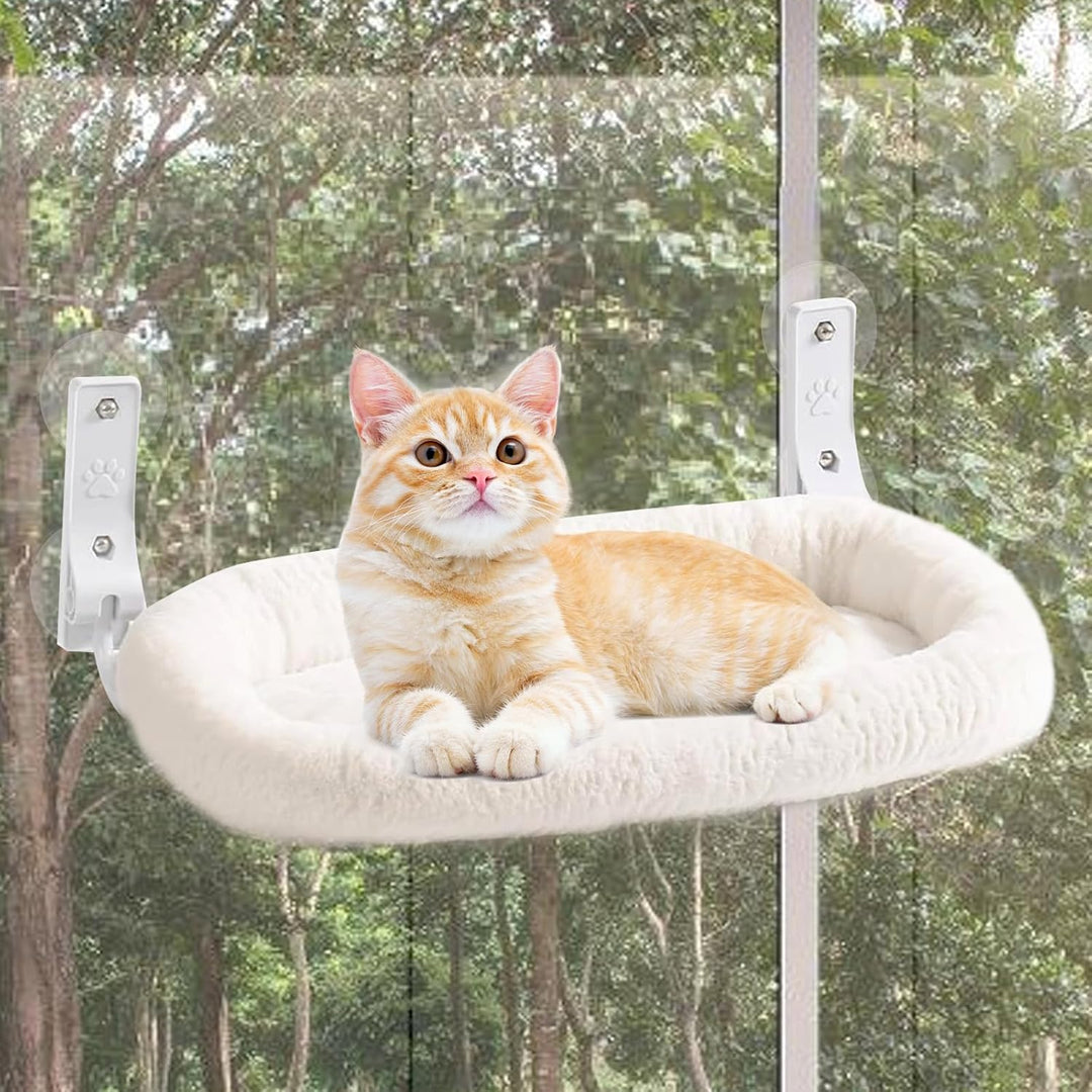 Cordless Katzen Hängematte, Katzen Fensterliege mit Saugnäpfen & Abnehmbarem Doppelseitiges Stoffpol