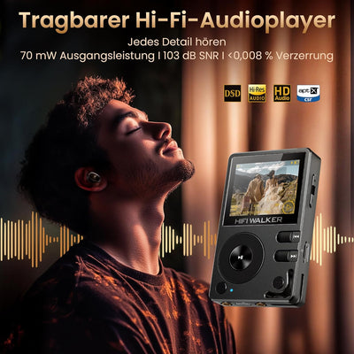 HIFI WALKER H2 MP3 Player mit Bluetooth, DSD DAC Hi-Res FLAC Player Verlustfreier Musikplayer, Tragb