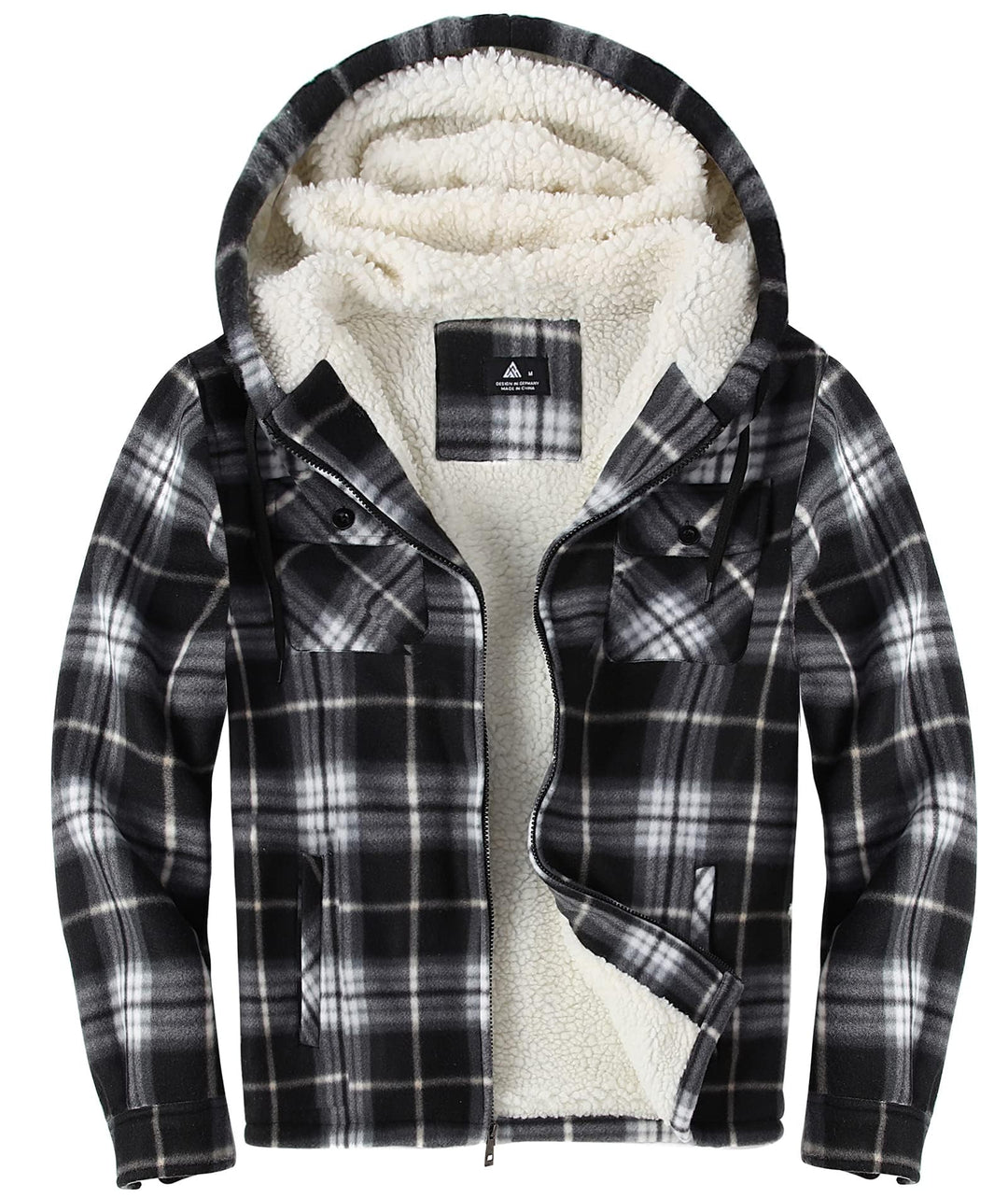JACKETOWN Hemdjacke Herren Kariertes Winterjacke Thermohemd Fleece Gefüttert Freizeit Jacke mit Kapu
