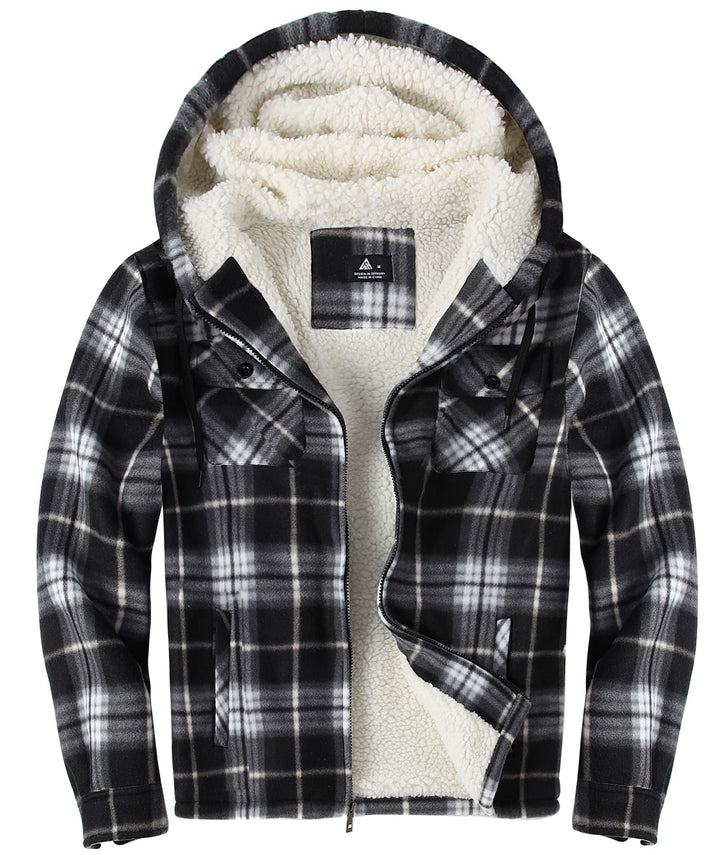 JACKETOWN Hemdjacke Herren Kariertes Winterjacke Thermohemd Fleece Gefüttert Freizeit Jacke mit Kapu