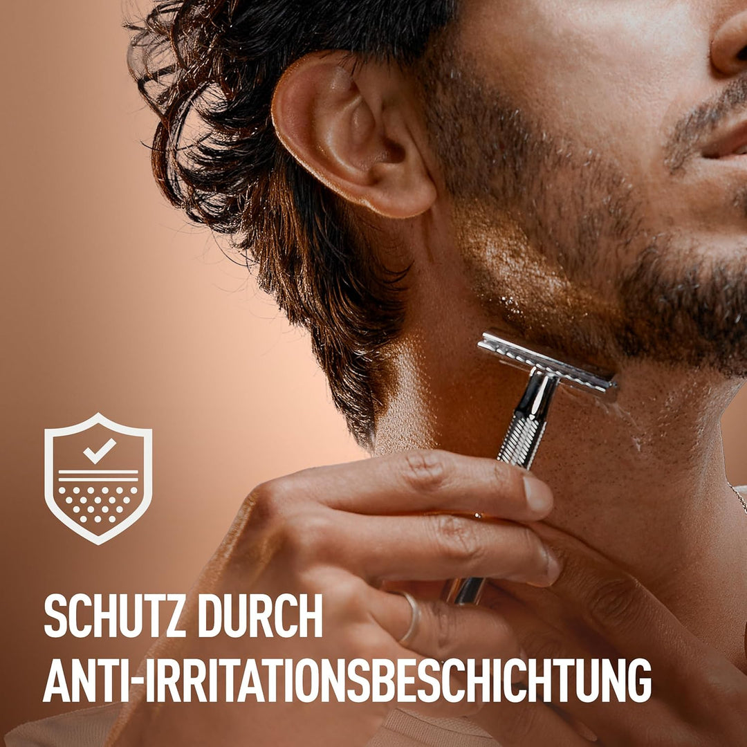 King C. Gillette Rasierhobel Herren, Rasierer + 5 Rasierklingen, Nassrasierer Safety Razor mit langl