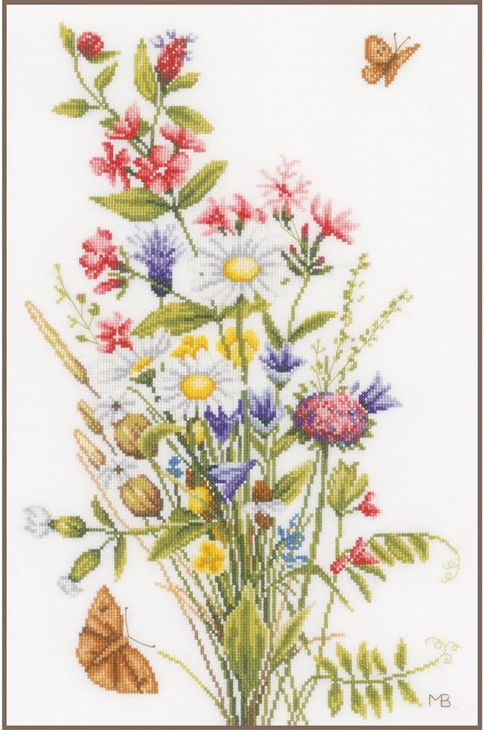 Lanarte Zählmusterpackung Feld- und Wiesenblumen Zähls Kreuzstichpackung, Baumwolle, Mehrfarbig, 31
