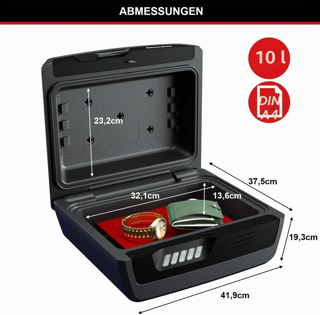 Master Lock Tresor Feuerfest und Wasserdicht mit Zahlencode, Dreifacher Schutz - Flug, Feuer und Flu