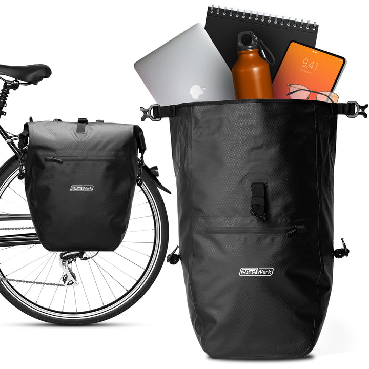 2Radwerk Fahrradtasche für Gepäckträger 25.4 l , 100% Wasserdicht , mit Tragegriff und Schultergurt