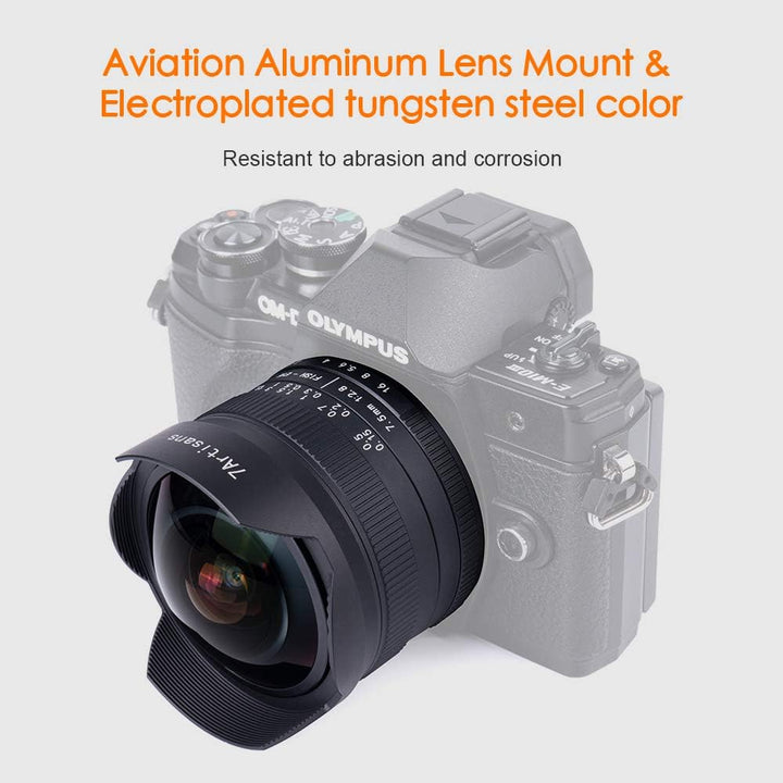 7artisans 7.5mm F2.8 II V2.0 Fisheye-Objektiv mit 190° Blickwinkel, für MFT-Kameras mit M4/3-Mount G