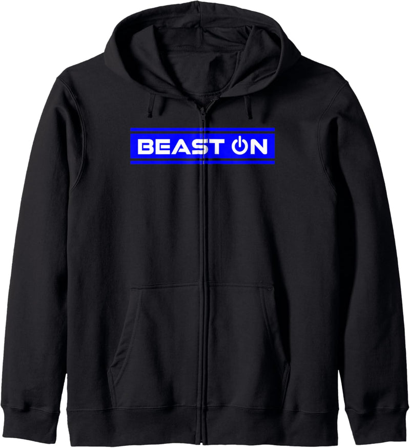 Beast ON Blau Gym Fitness Workout Gym Spruch Motivation Blau Kapuzenjacke