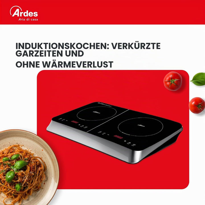 ARDES - Elektroherd mit 2 Induktionsplatten Differenzierte Leistung von 2000 und 1500 Watt Digitalan