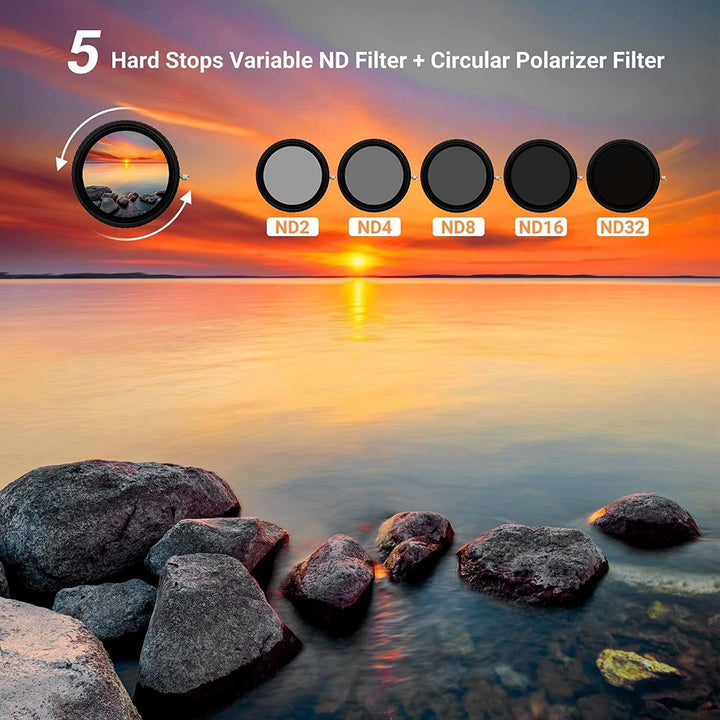 PROfezzion 72mm Variabler ND CPL Filter 2 in 1 ND2-ND32 5 Hard Stop VND Filter mit Zirkularem Polari
