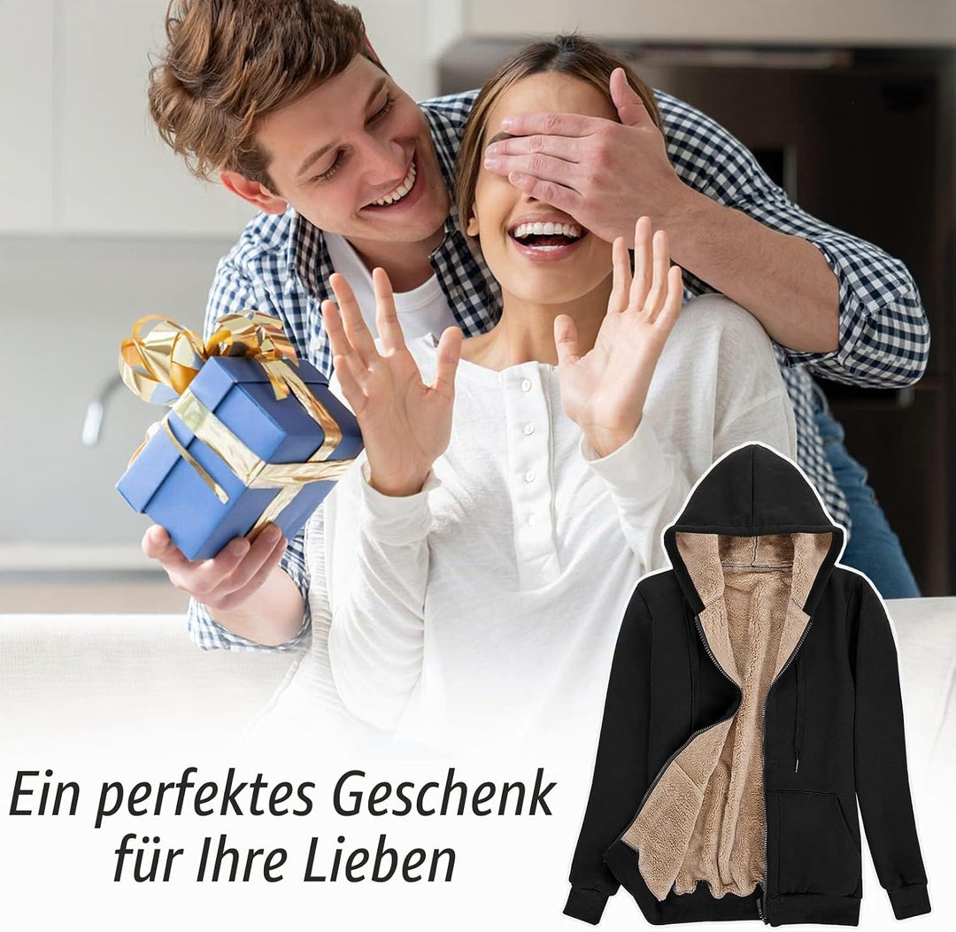 Niwicee Damen Kapuzenpullover mit Reissverschluss Winter Plus Fleecepullover Langarm Kapuzenjacke Sw