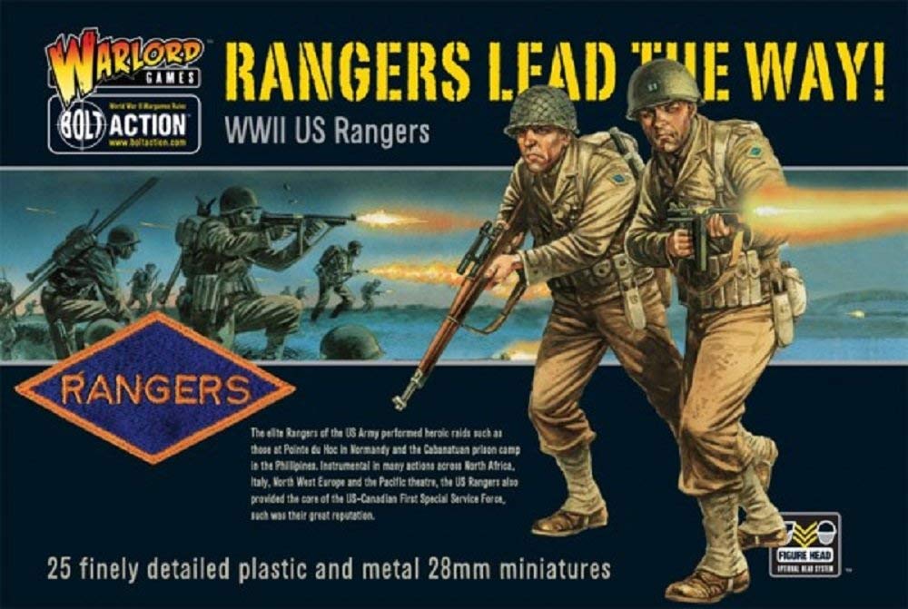 Kriegsherr GB-A2 - WW2 US Rangers 28mm Figuren - Bolzen Aktion - 25x 1/56 Wargaming-Minaturen