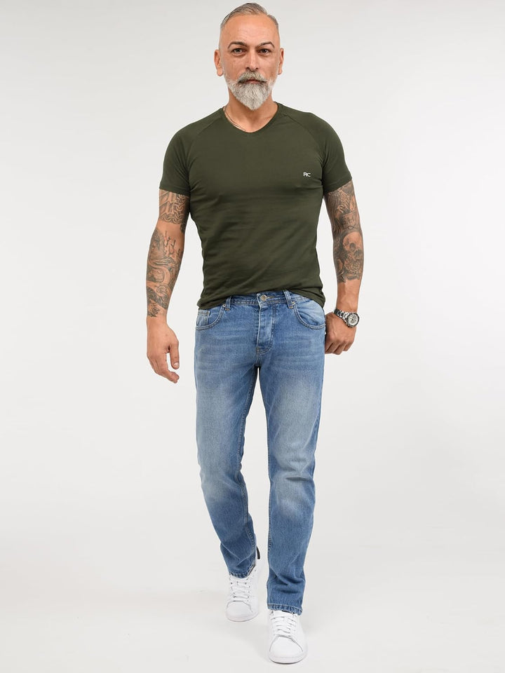Rock Creek Herren Jeans Hose Denim Blau Straight-Cut Gerades Bein RC-2091 29W / 30L Hellblau - Rc-31