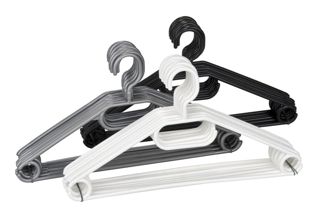 WENKO Kleiderbügel Easy 10er Set - Bügel, 10er Set, Polypropylen, 40.5 x 21 x 0.7 cm, Sortiert Schwa