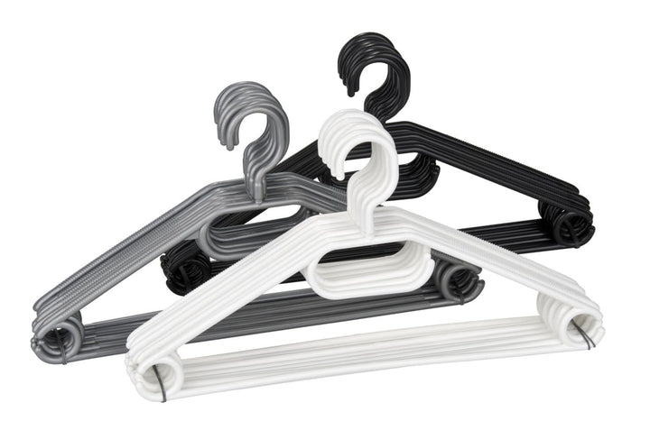 WENKO Kleiderbügel Easy 10er Set - Bügel, 10er Set, Polypropylen, 40.5 x 21 x 0.7 cm, Sortiert Schwa