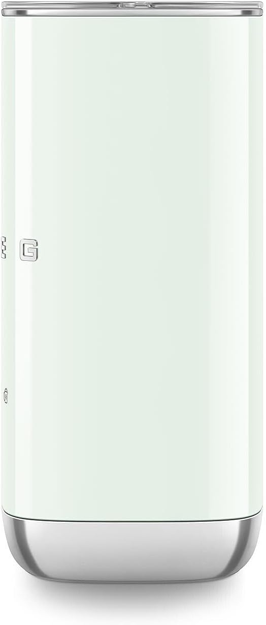 Smeg, MFF02PGEU Elektrischer Milchaufschäumer, 3 Getränkefunktionen, abnehmbarer Schneebesen, Antiha