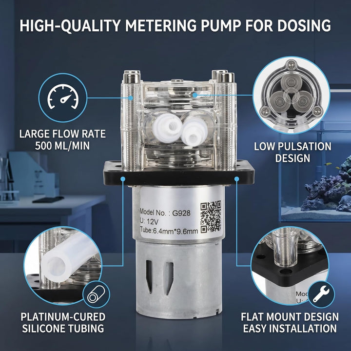Fafeicy 12V Peristaltikpumpe G928, 500 ml/min Peristaltikpumpe mit grossem Durchfluss Hochwertige Do