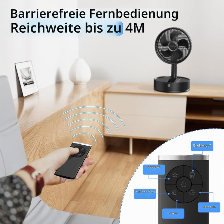 Marchpower Ventilator leise Standventilator höhenverstellbar 92cm Standlüfter mit Tragetasche Fernbe