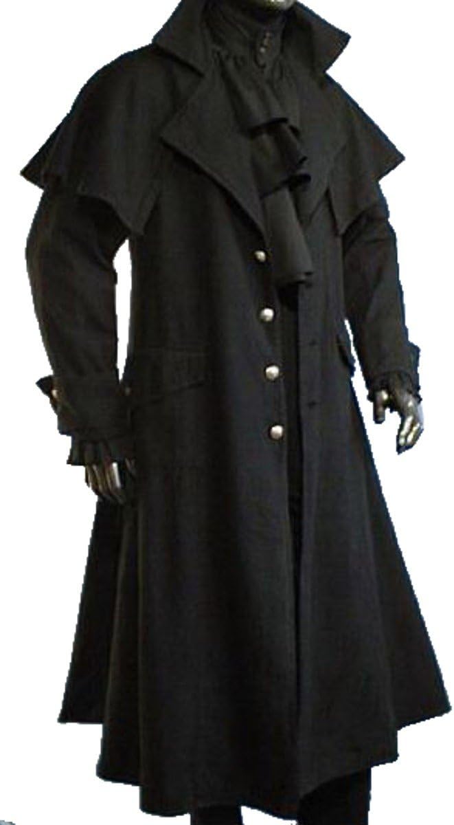 Dark Dreams Gothic Mittelalter LARP Mantel Vampir Kutscher Coat Jacke Van Helsing schwarz (Achtung f