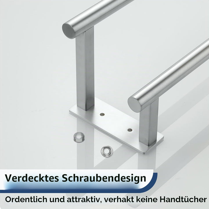 Mooche 40CM Handtuchhalter Wand,Doppelter Handtuchhalter Bohren Gebürstet Silber 40cm, Silber 40cm