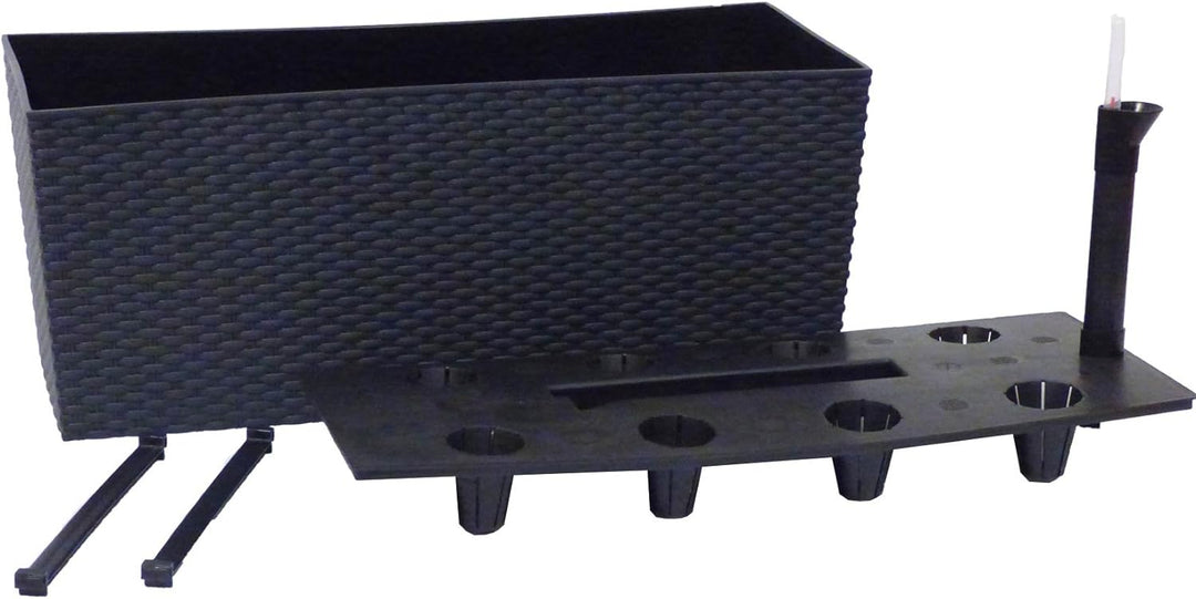 Kunststoff Blumenkasten Rato Case L 60 cm anthrazit mit Wasserspeicher + Überlauf