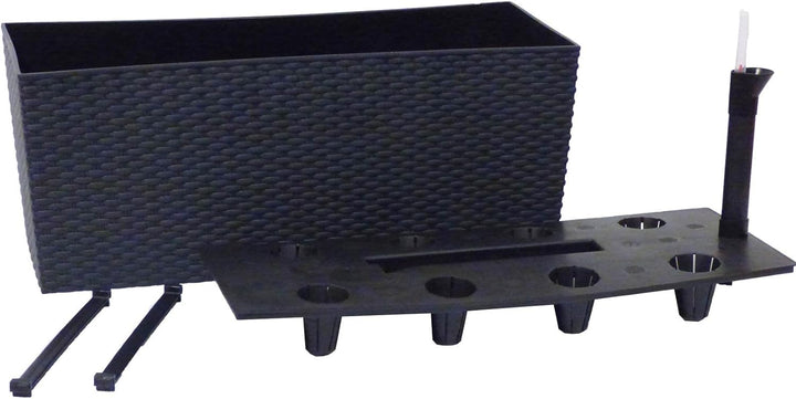 Kunststoff Blumenkasten Rato Case L 60 cm anthrazit mit Wasserspeicher + Überlauf