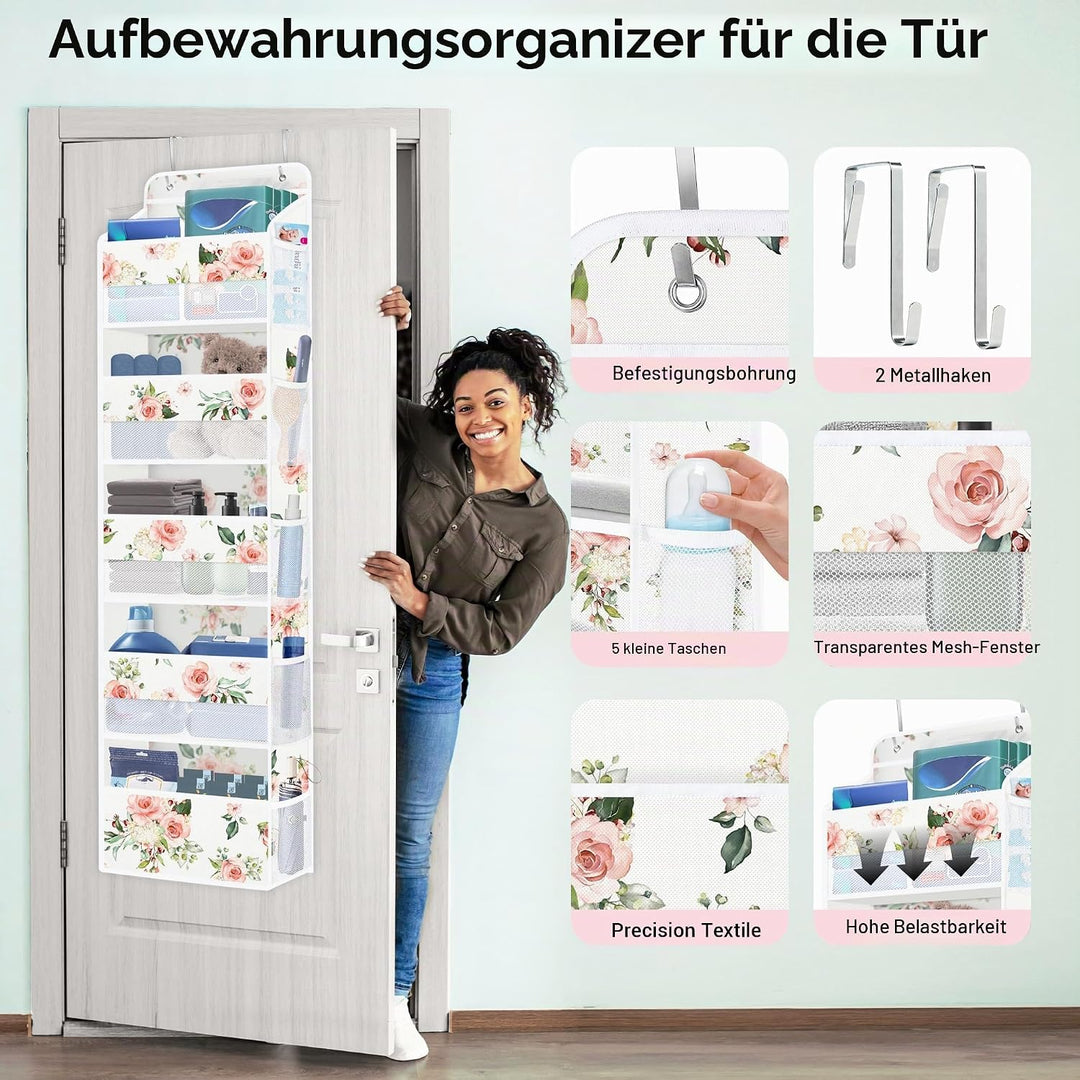 Clastyle Blumen Tür Hängeaufbewahrung Blätter Hängeorganizer für Camping Bad Schrank Schlafzimmer Mä