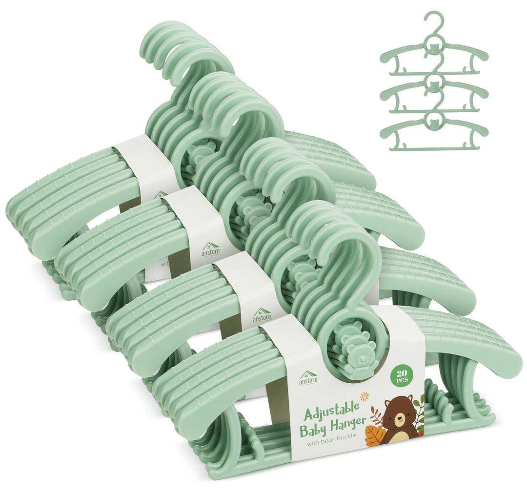 Anstore Kleiderbügel Kinderkleiderbügel 20 Stück Mitwachsende Kinderkleiderbügel Platzsparend mit St