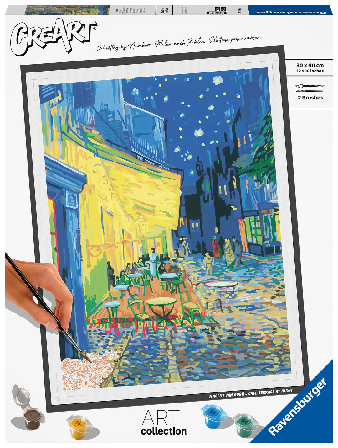 Ravensburger CreArt 23519 - Caféterrasse am Abend (Vincent Van Gogh) - Malen nach Zahlen Erwachsene,