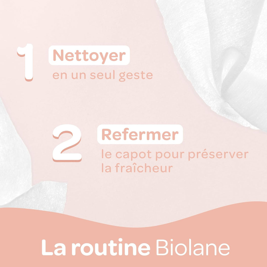 BIOLANE - Babytücher für Gesicht und Hände – 6 Packungen – 384 Tücher (6 x 64 cm) – reinigt und schü