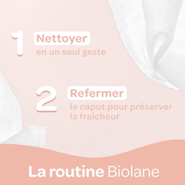 BIOLANE - Babytücher für Gesicht und Hände – 6 Packungen – 384 Tücher (6 x 64 cm) – reinigt und schü