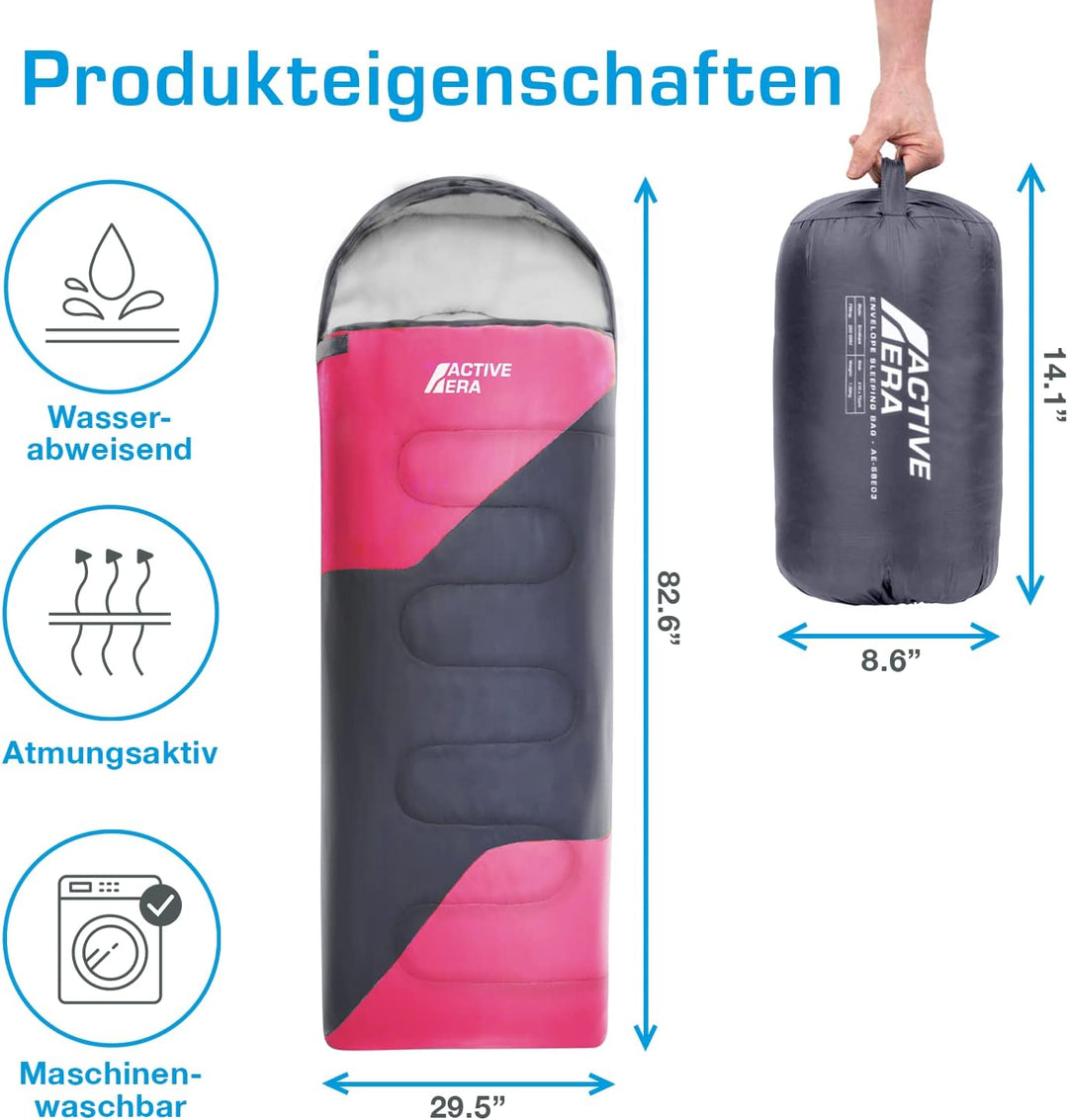 Active Era Premium Mumienschlafsack 250 GSM, Schlafsack Winter & Sommer, 0°C bis 15°C, Indoor und Ou
