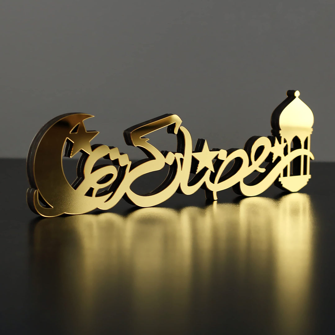 iwa concept Islamische Tischdekorationen aus Holz mit Acryl, Ramadan-Kareem-und Eid-Mubarak-Dekorati