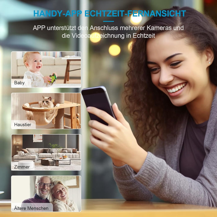 AOBOCAM Mini Kamera, 4K HD WLAN Überwachungskamera Innen Für Live Übertragung Handy APP, WiFi Camera