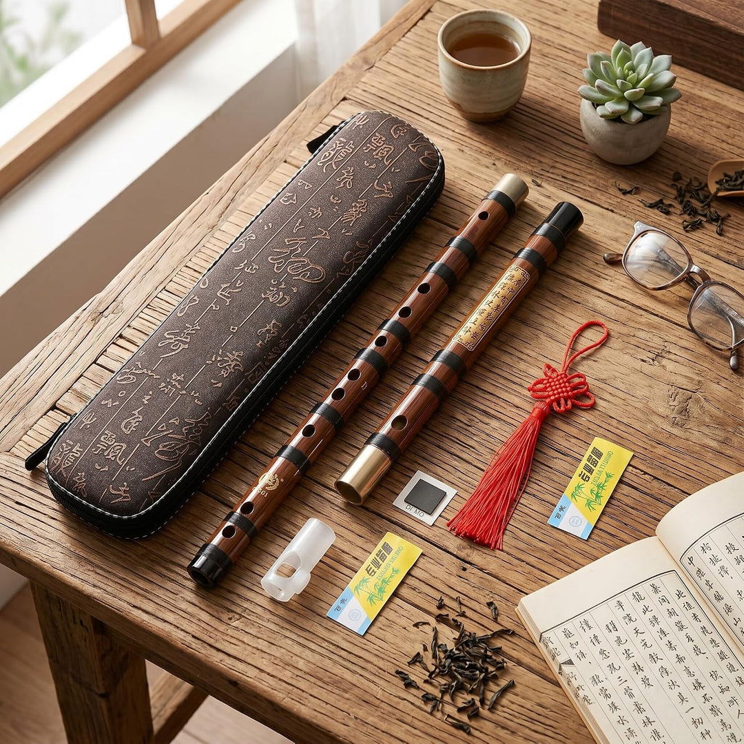 Eujgoov Flöte Bambusflöte, D-Key Dizi Bitter Bambusflöte Traditionelles Chinesisches Instrument mit