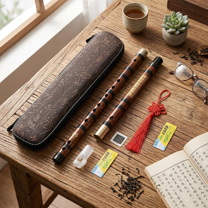 Eujgoov Flöte Bambusflöte, D-Key Dizi Bitter Bambusflöte Traditionelles Chinesisches Instrument mit