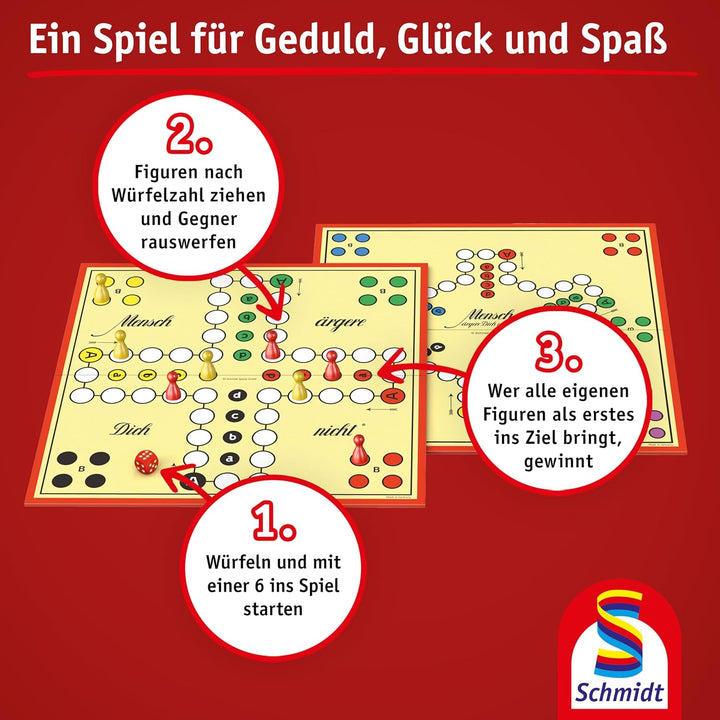 Schmidt Spiele 49021 Mensch ärgere Dich Nicht, Standardausgabe, Würfelspiel Klassisch, Klassisch