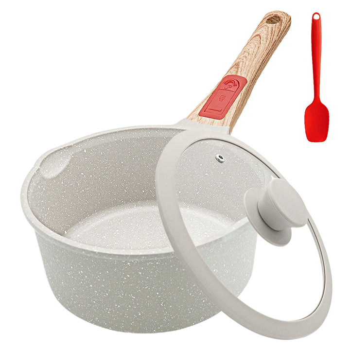 Stielkasserolle 20 cm mit Deckel, 2.5L Antihaft Kasserolle mit Abnehmbarer Griff, Antihaftbeschichte