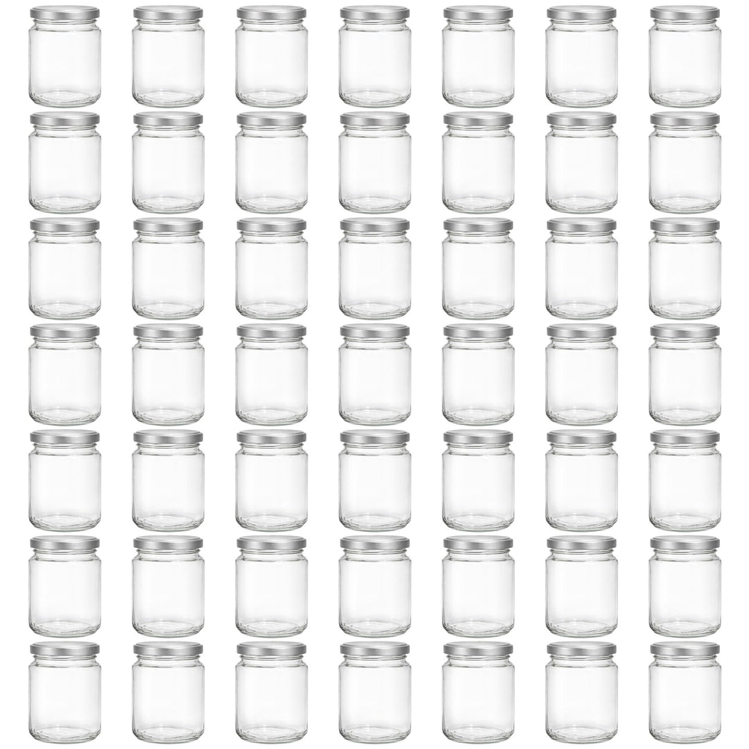 Vitrea 50x Marmeladengläser 275 ml - mit Deckel Silber TO 66 - Einmachgläser zum befüllen mit Schrau