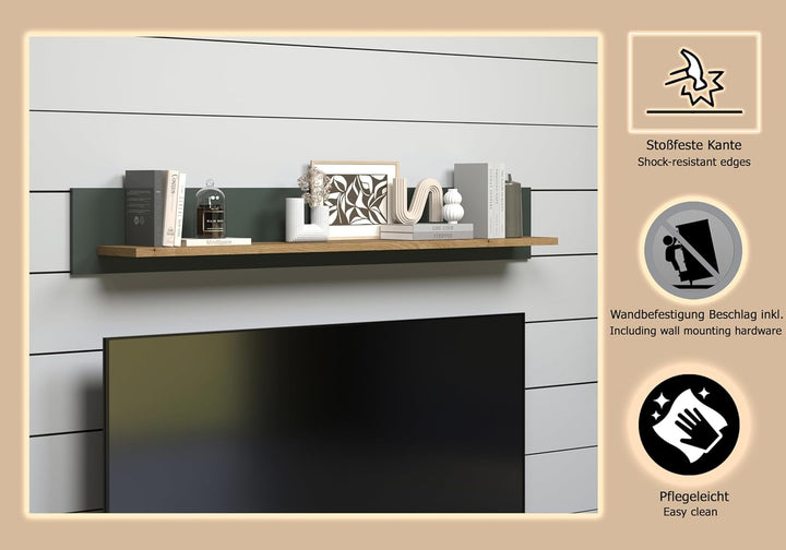 trendteam smart living - Wandboard Wandregal Bücherleiste - Stanton - Aufbaumass (BxHxT) 156 x 22 x