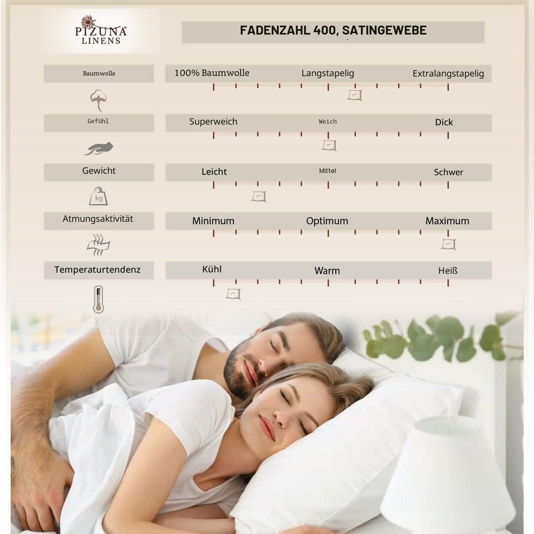 Pizuna Luxuriöser Soft-Satin 2er Pack Kissenbezug 40 x 80 cm Silber, 800 Fadenzahl Baumwolle Quadrat