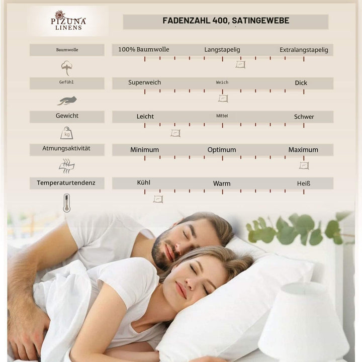 Pizuna Luxuriöser Soft-Satin 2er Pack Kissenbezug 40 x 80 cm Silber, 800 Fadenzahl Baumwolle Quadrat