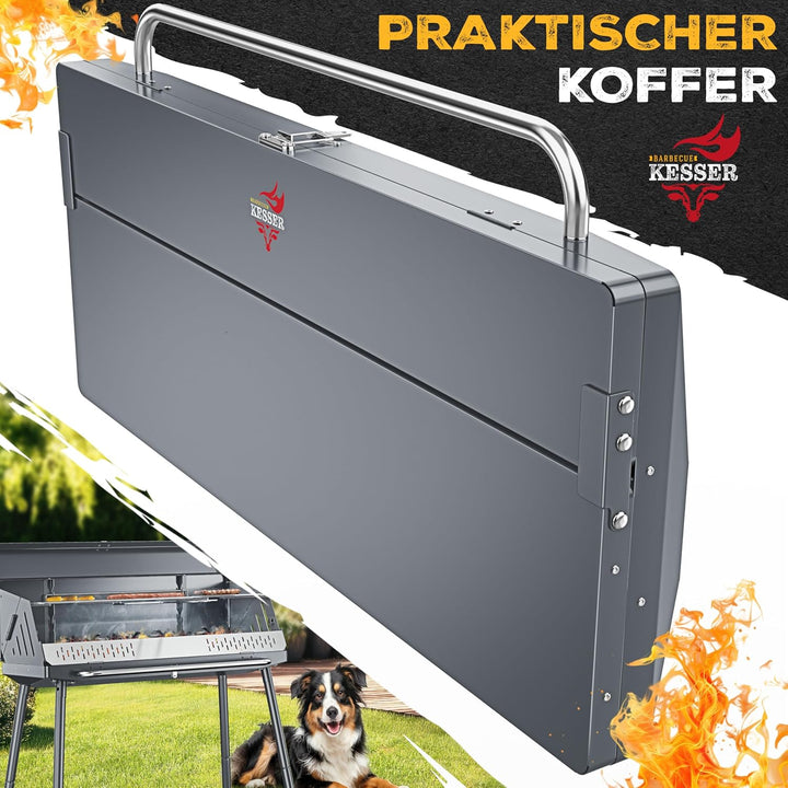 KESSER® Klappgrill tragbarer Camping Grill mit Gestell | Holzkohlegrill aus pulverbeschichtetem Stah